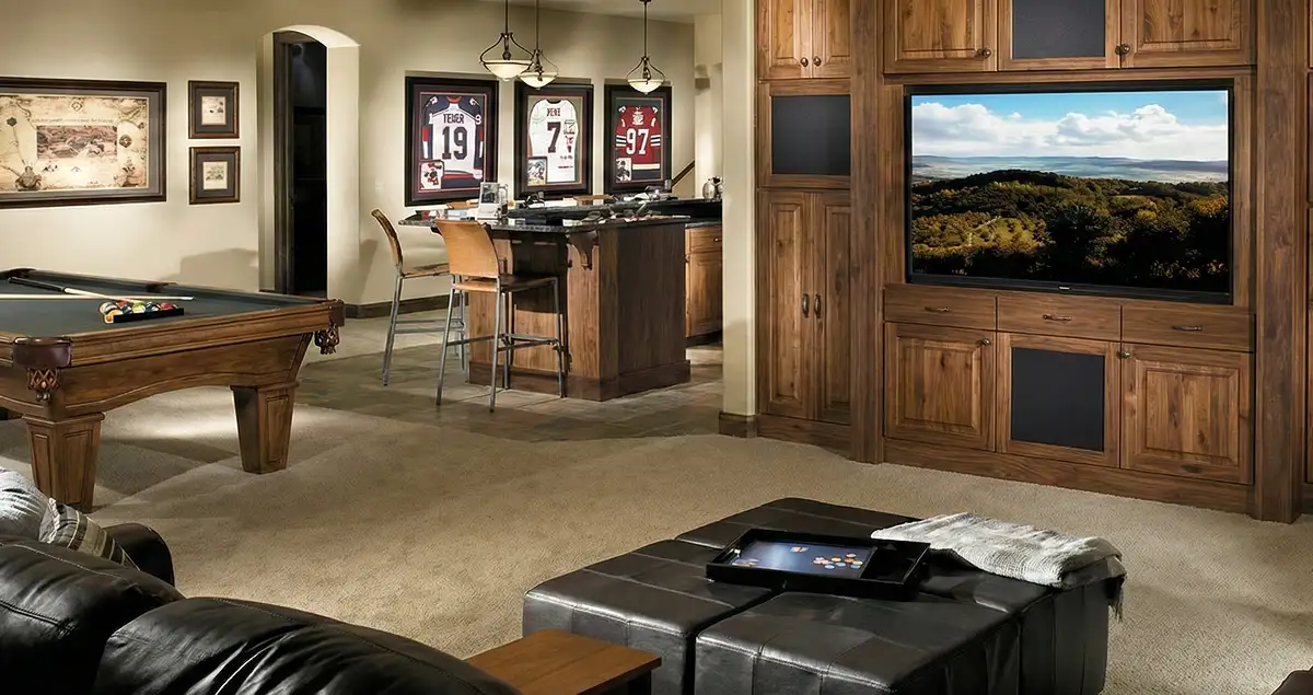 finished basement remodeling project transforming a basement into a comfortable living space in Lakeland, FL