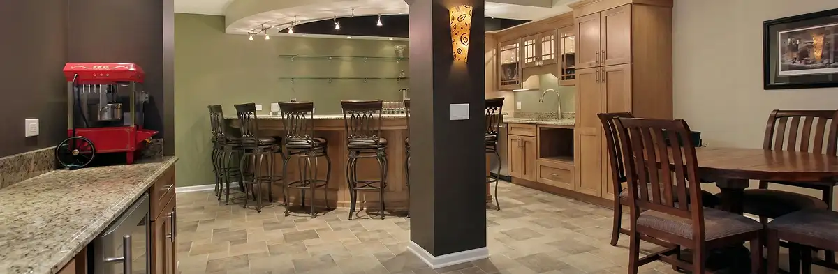 modern basement remodeling with custom finishes and open layout in a home in Lakeland, FL