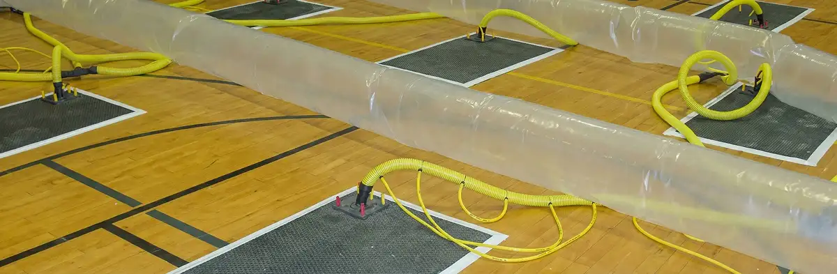 water clean up drying system set up to remove moisture and prevent further damage in Lakeland, FL